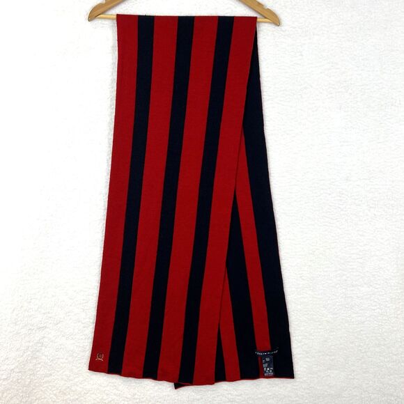 Tommy Hilfiger Y2K 2006 Navy Red Extra Long Scarf Logo Crest Classic Preppy Rare - Picture 1 of 16